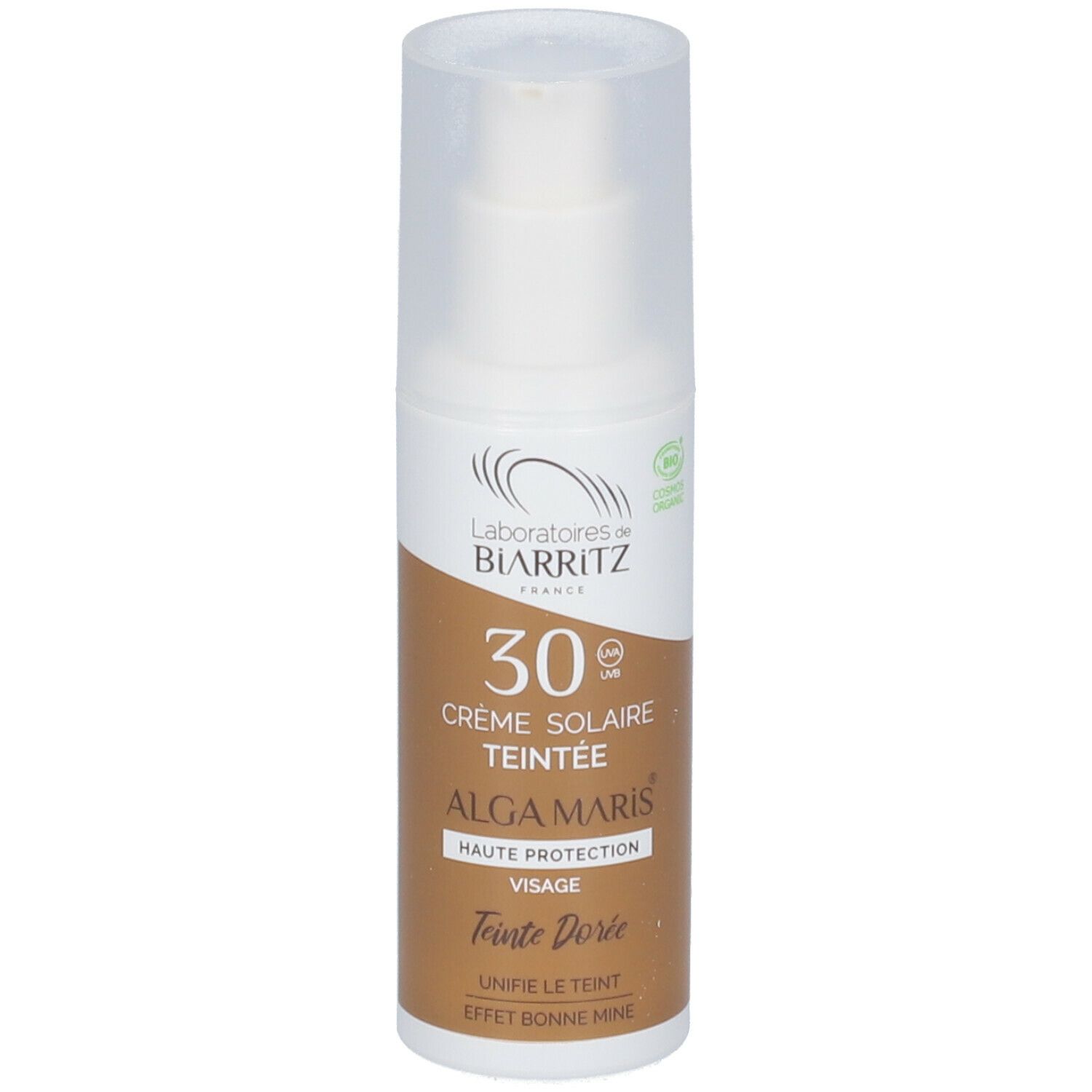 Laboratoires de BIARRITZ ALGAMARIS Bio-zertifizierte getönte Sonnencreme SPF30 für das Gesicht gold