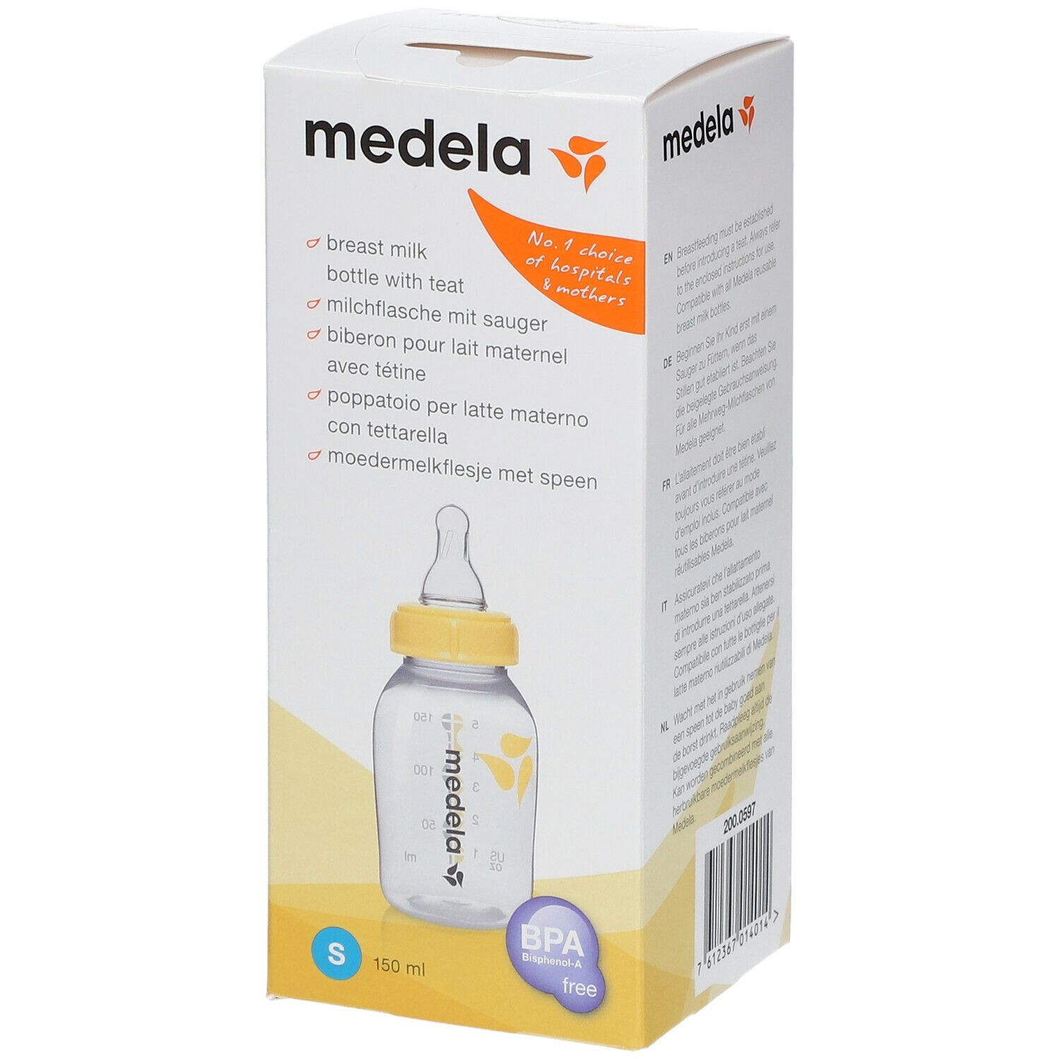 Medela biberon pour lait maternel avec tétine m - 250ml