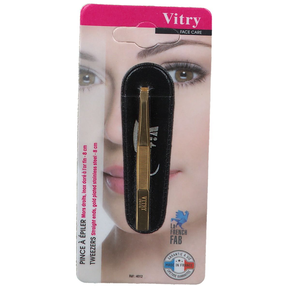 Vitry Prestige Pinzette Gerade Edelstahl vergoldet 8 cm 4012