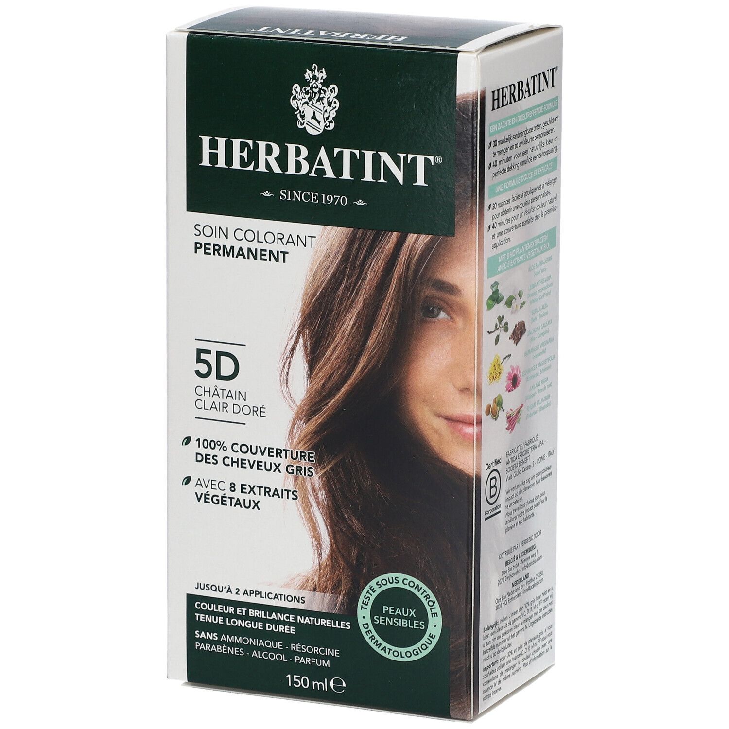 Image of HERBATINT® 5D hell golden Kastanienbraun permanent Haar Coloration