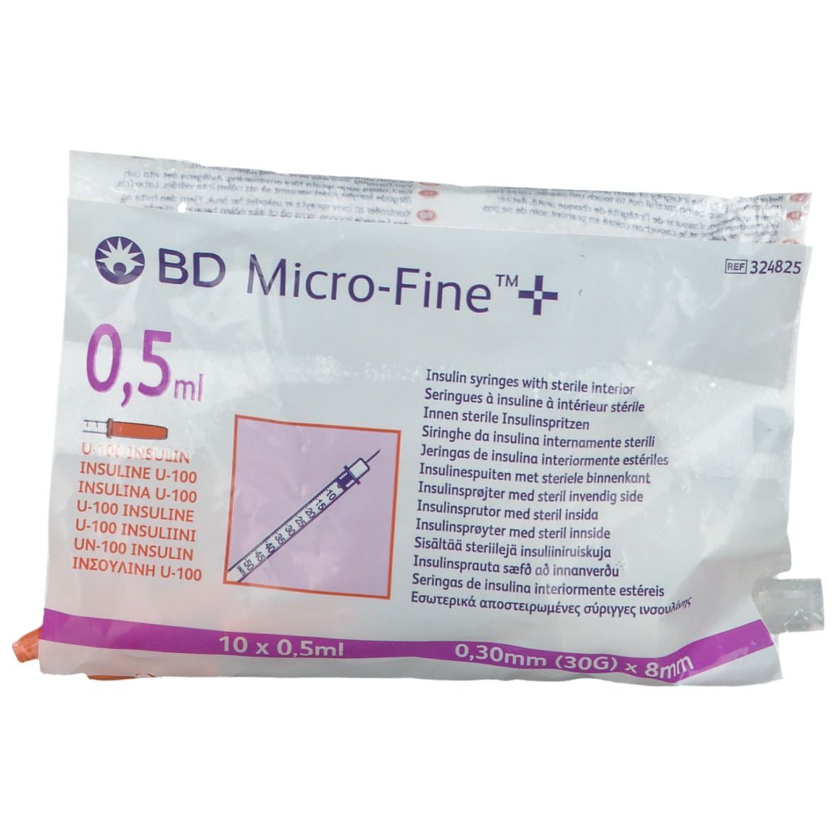 Image of BD Micro-Fine™ 30 G 0,30 x 8 mm 0,5 ml + U-100 Insulin Innen sterile Insulinspritze