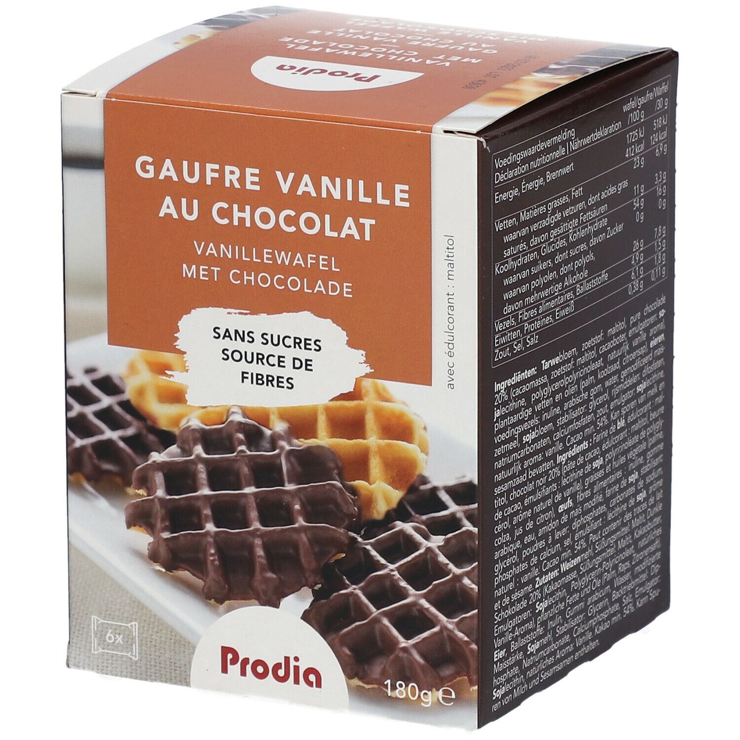 Image of Prodia Vanille Waffeln mit Schokolade