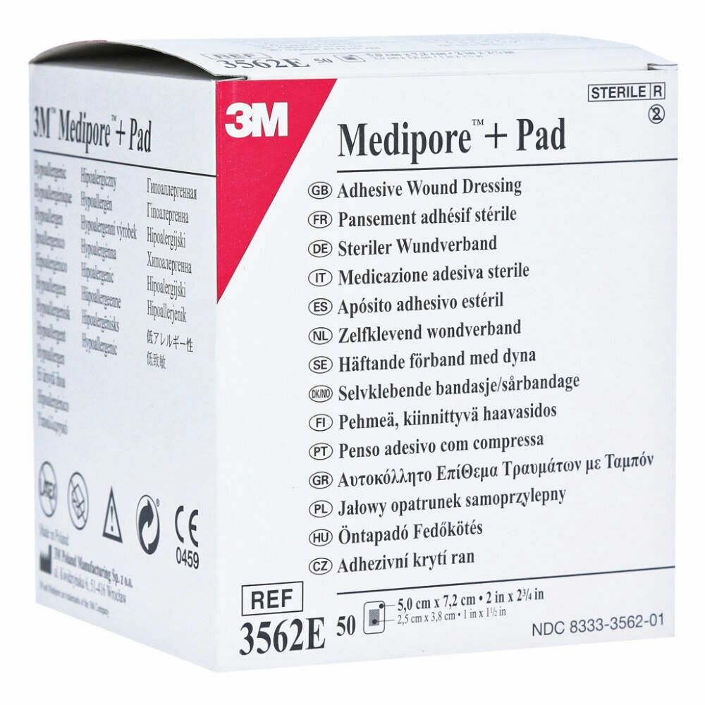 Image of 3M™ Medipore™ + Pad Steriler Wundverband mit Wundauflage 5 x 7,2 cm