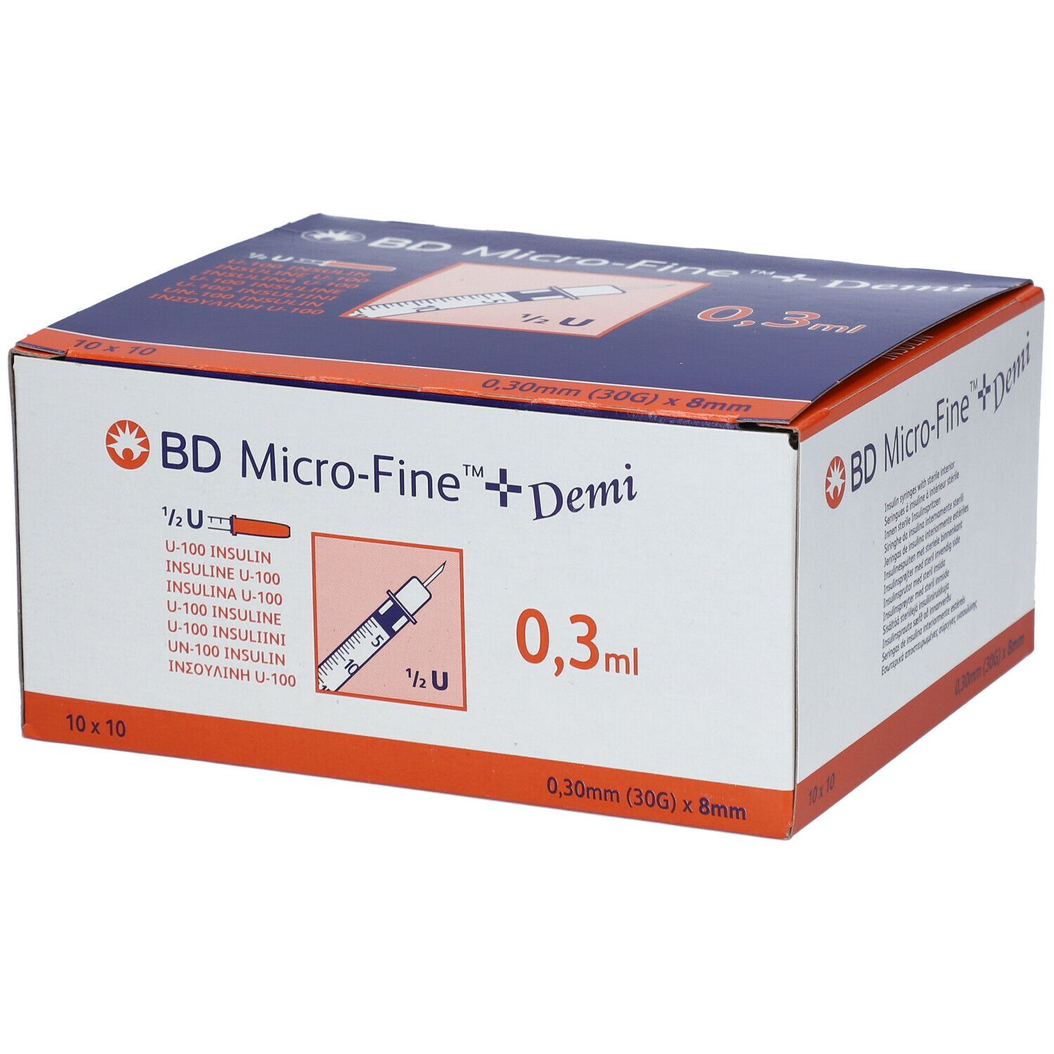 Image of BD Micro-Fine™ 30 G 0,3 x 8 mm 0,3 ml + Demi U-100 Insulin Innen sterile Insulinspritze