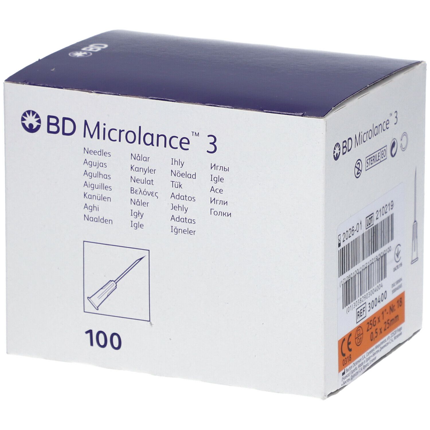 Image of BD Microlance™ 3 Nadeln 25 G 1/4 0,6 x 30 mm blau