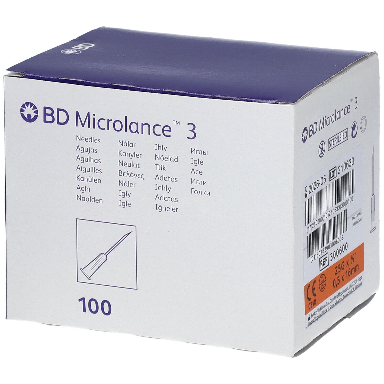 Image of BD Microlance™ 3 Nadeln 25 G 5/8 0,5 x 16 mm orange