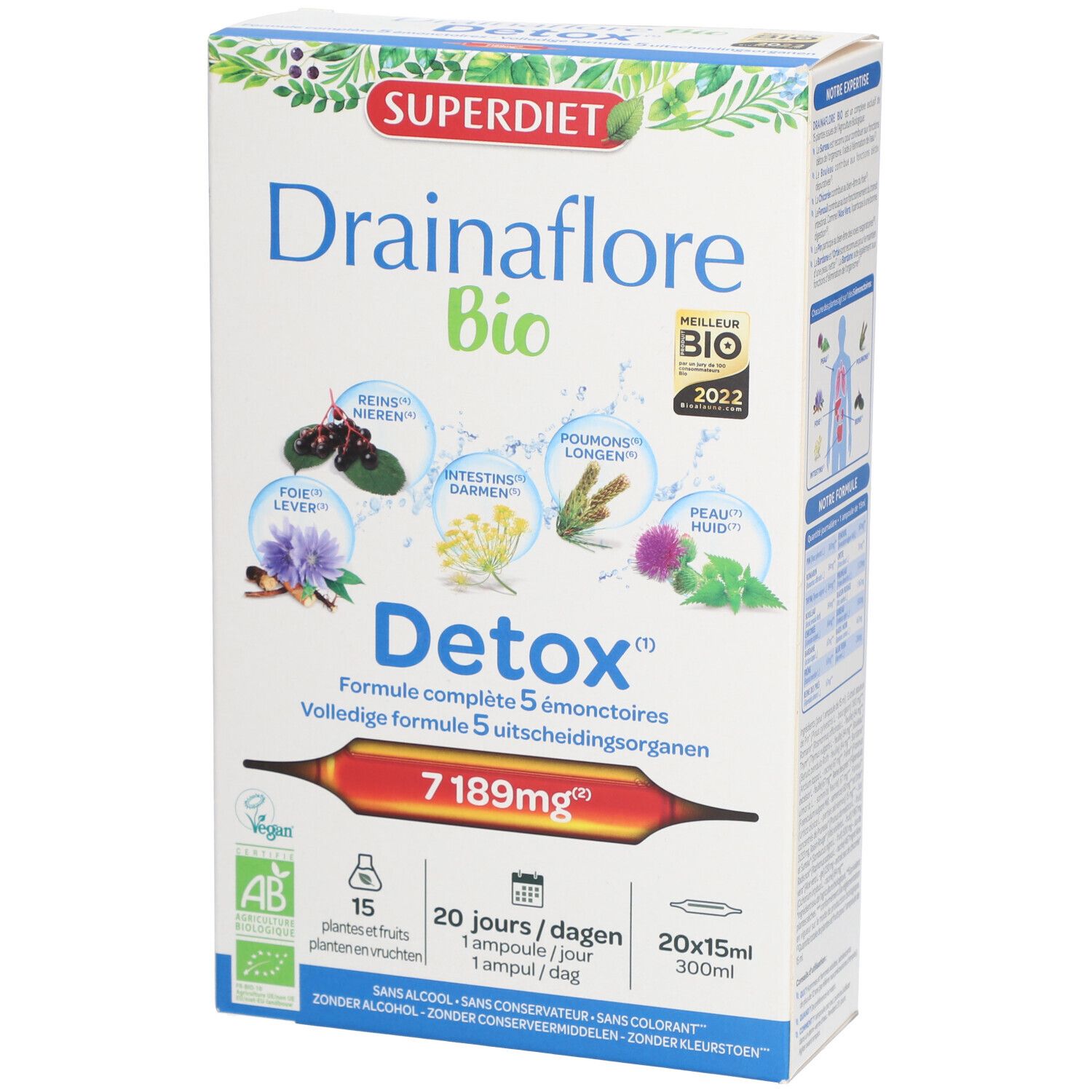 SUPER DIET Drainaflore BIO DETOX Ampullen