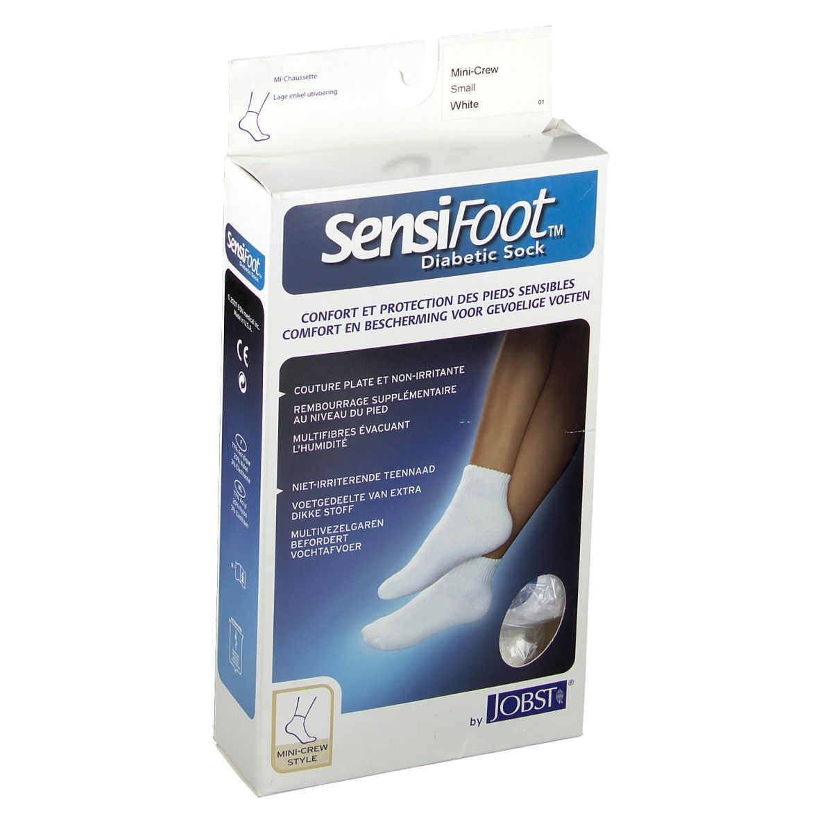 SensiFoot Diabetic Sock S White