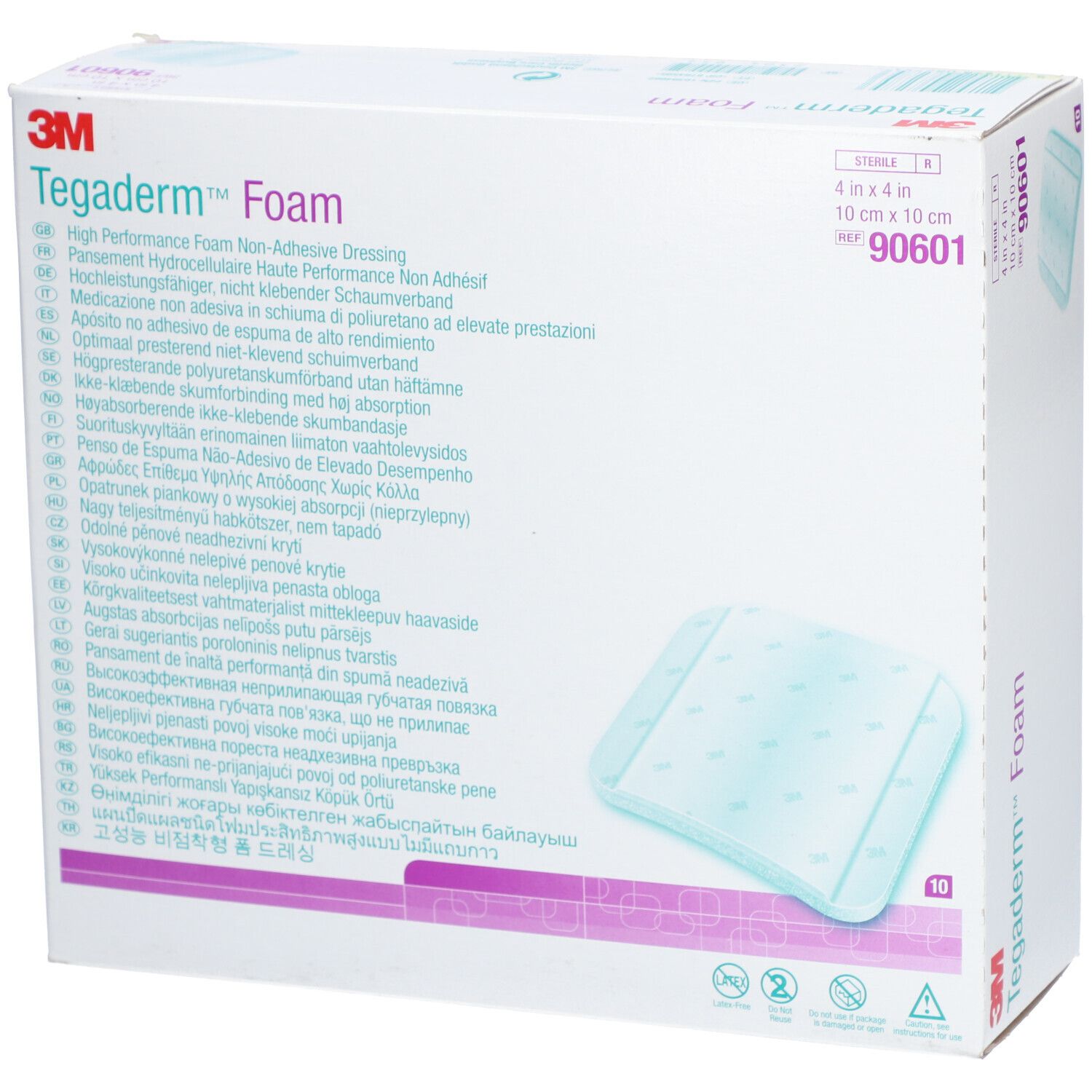 Image of 3M™ Tegaderm™ Foam Adhesive hochleistungsfähiger nicht klebender Schaumverband 10 x 10 cm