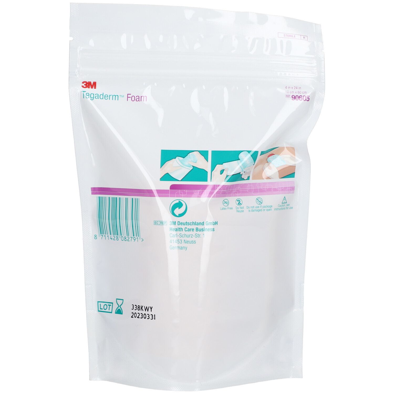 Image of 3M™ Tegaderm™ Foam Adhesive hochleistungsfähiger nicht klebender Schaumverband 10 x 60 cm