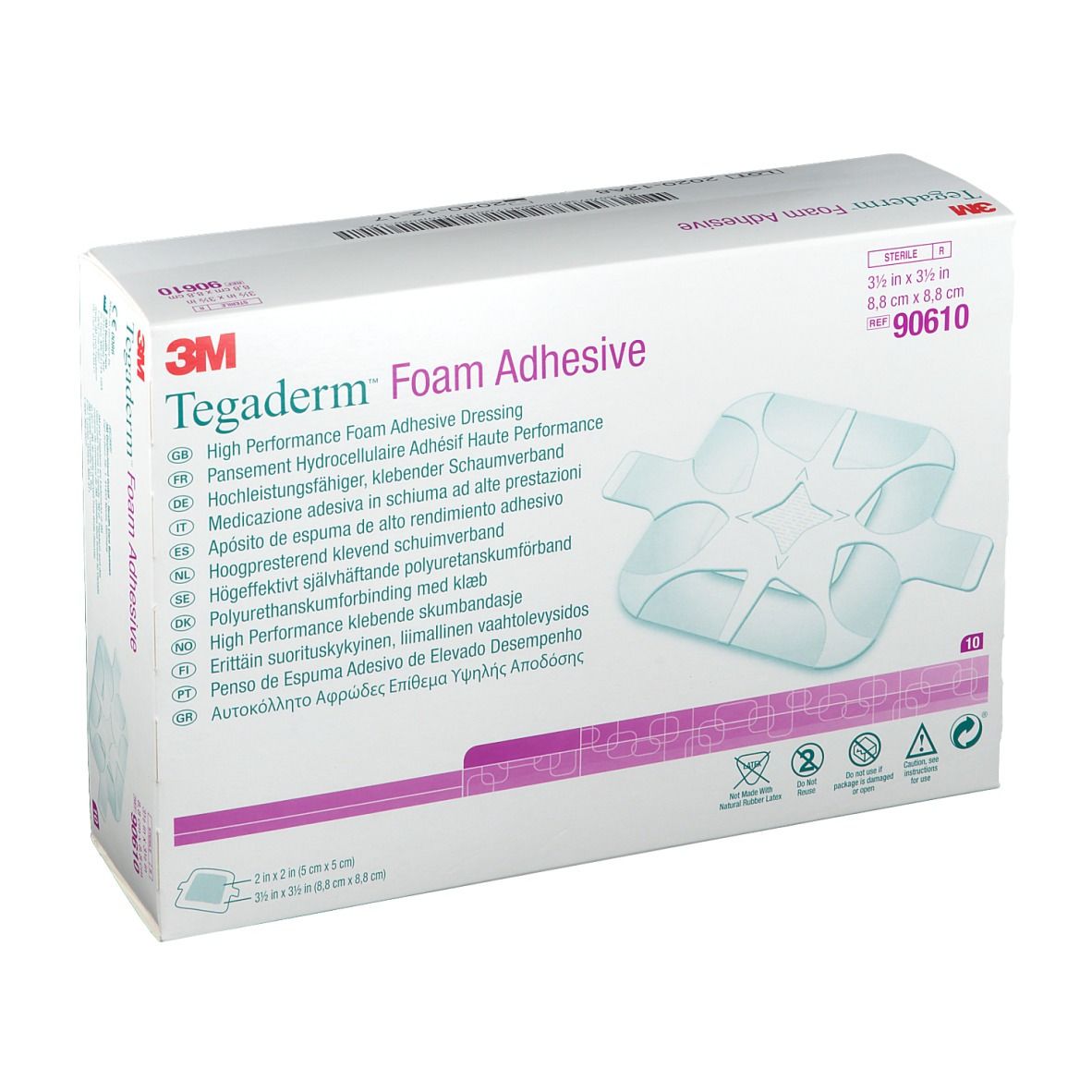 Image of 3M™ Tegaderm™ Foam Adhesive hochleistungsfähiger klebender Schaumverband 8,8 x 8,8 cm