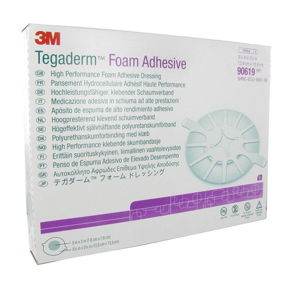 Image of 3M™ Tegaderm™ Foam Adhesive hochleistungsfähiger klebender Schaumverband 13,9 x 13,9 cm