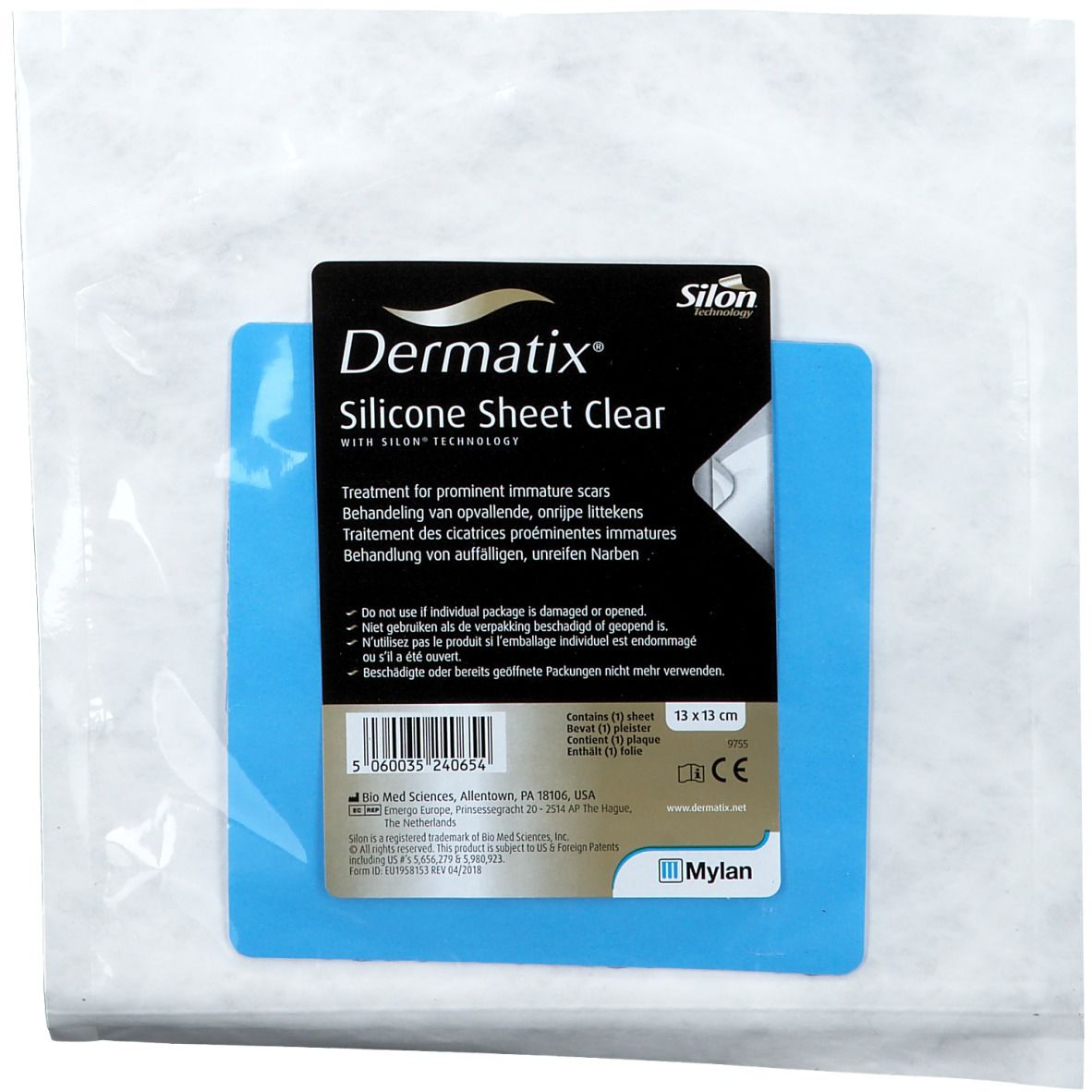Image of Dermatix® Silikon Pflaster 13 x 13 cm transparent