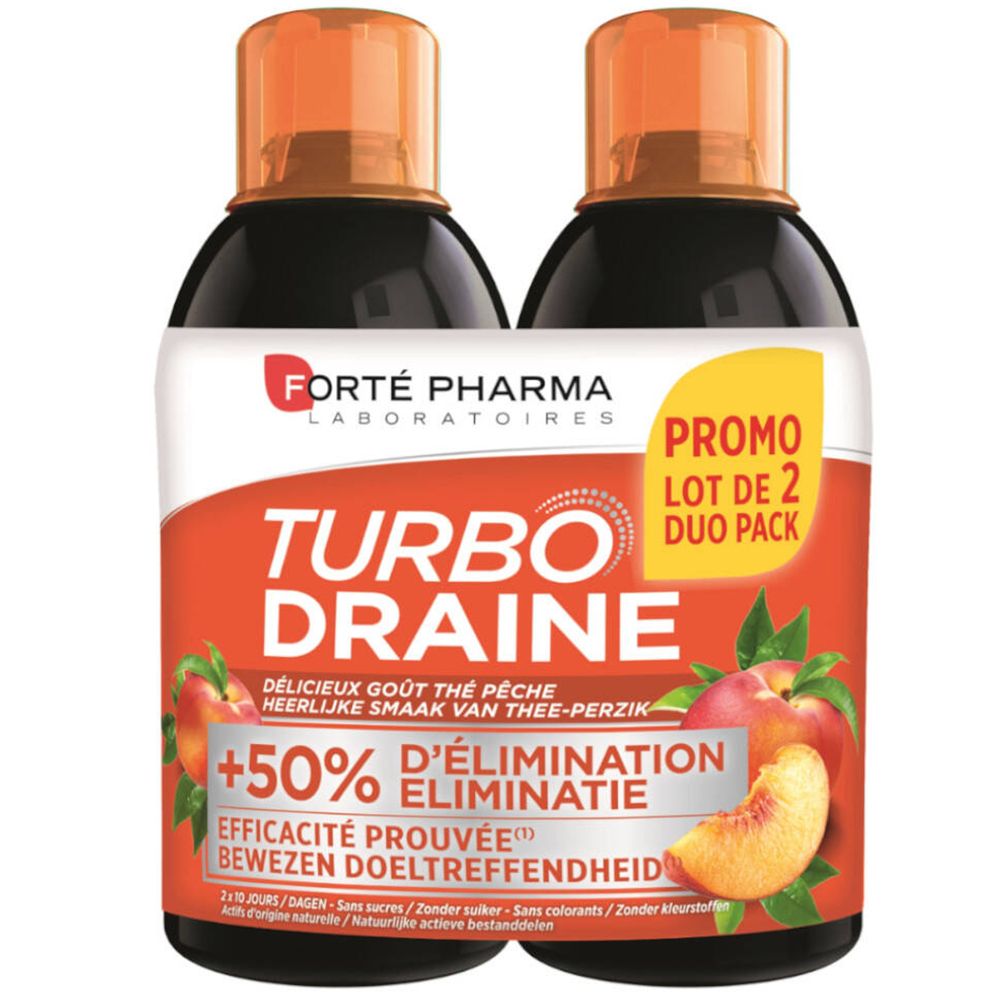 Forté Pharma TurboDraine Tee-Pfirsich Geschmack Doppelpack