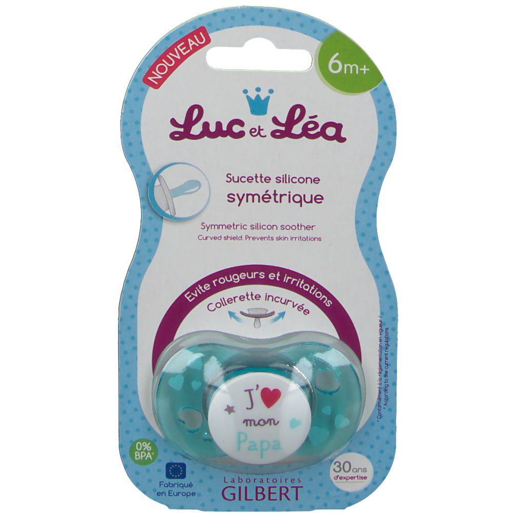 Luc & Lea Fopspeen Symmetrisch J'aime mon Papa 6Maanden+