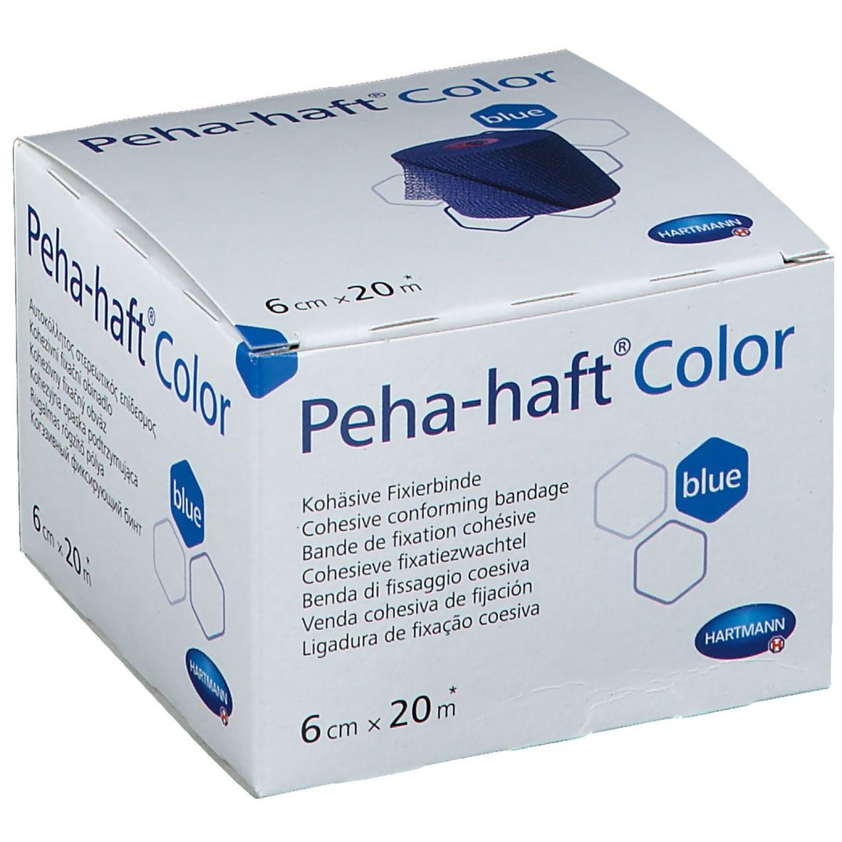 Peha-haft® Color latexfrei Fixierbinde blau 6 cm x 20 m