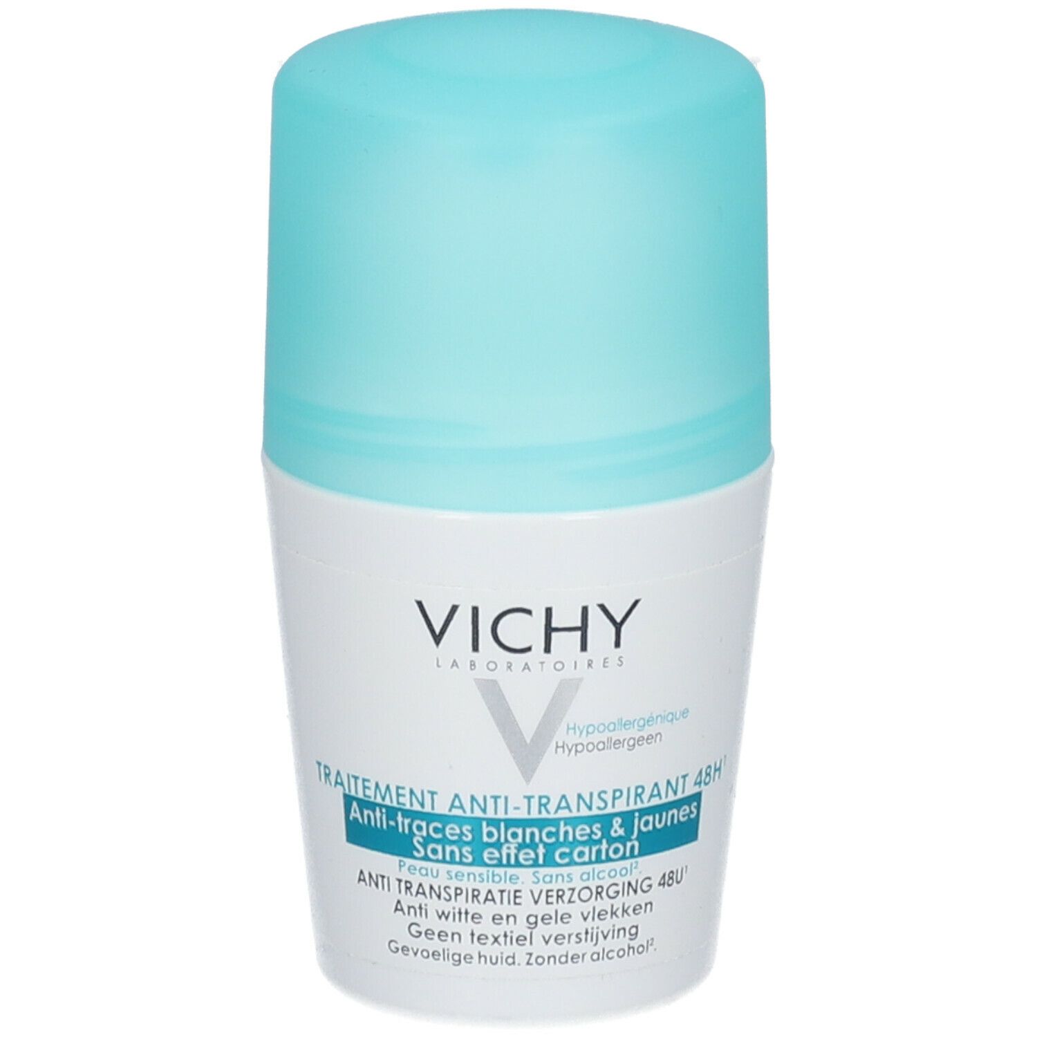 Vichy Deodorant Roll On Anti-Transpirant 48h Anti-Traces Jaunes et Blanches
