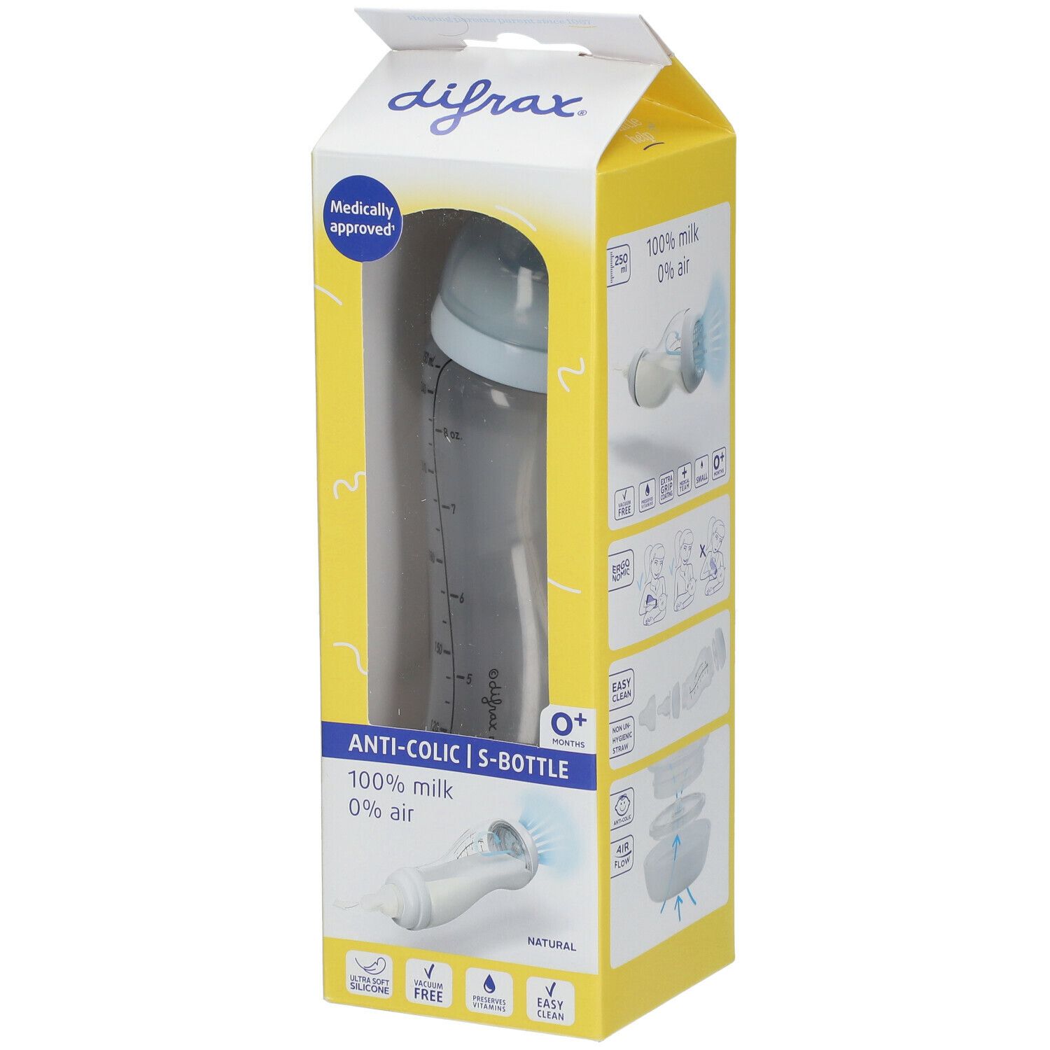Image of difrax® Babyflasche S Natural 0+ Monate 250 ml