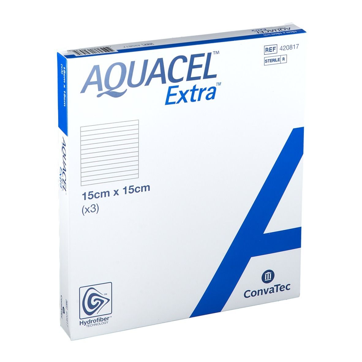 AQUACEL™ EXTRA™ Hydrofibre avec fibres de renforcement 15 x 15 cm