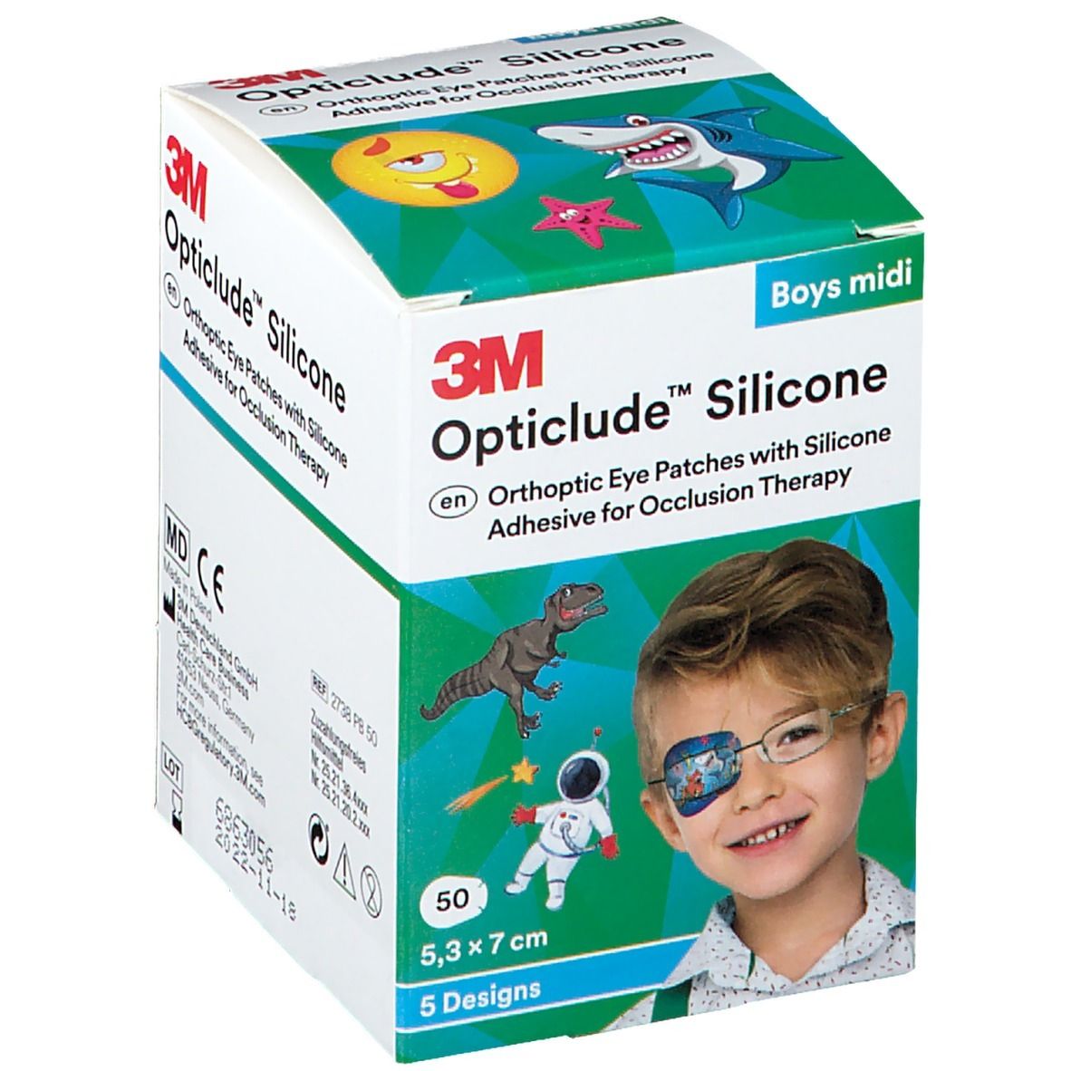 Image of 3M Opticlude™ Silicone Boys midi Augenpflaster 5,3 x 7 cm