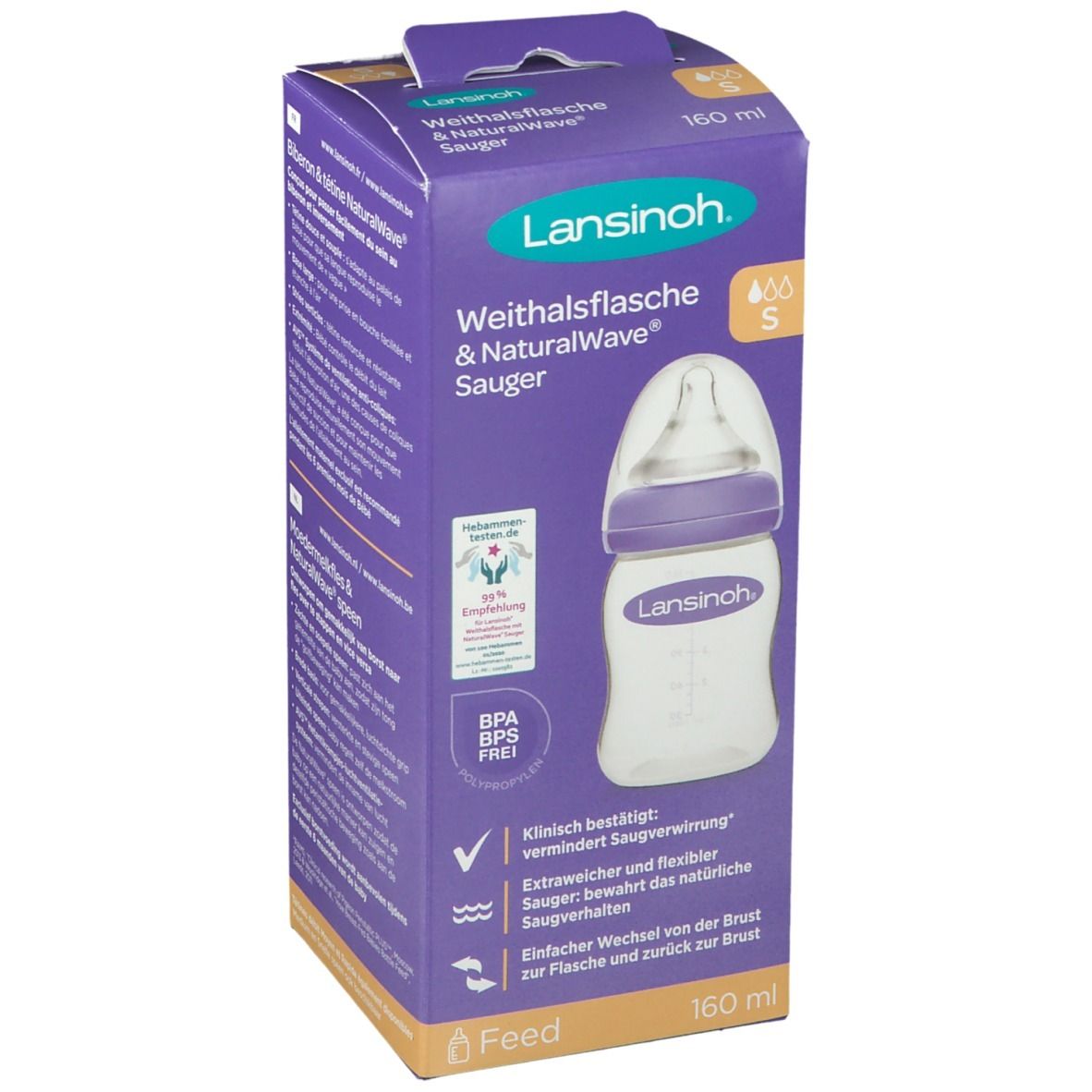 Lansinoh® mOmma® NaturalWave™ Babyflasche  160 ml mit Sauger langsamer Milchfluss