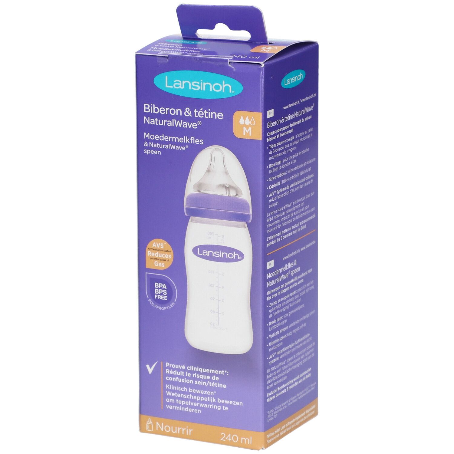Lansinoh® mOmma® NaturalWave™ Babyflasche 240 ml mit Sauger mittlerer Milchfluss