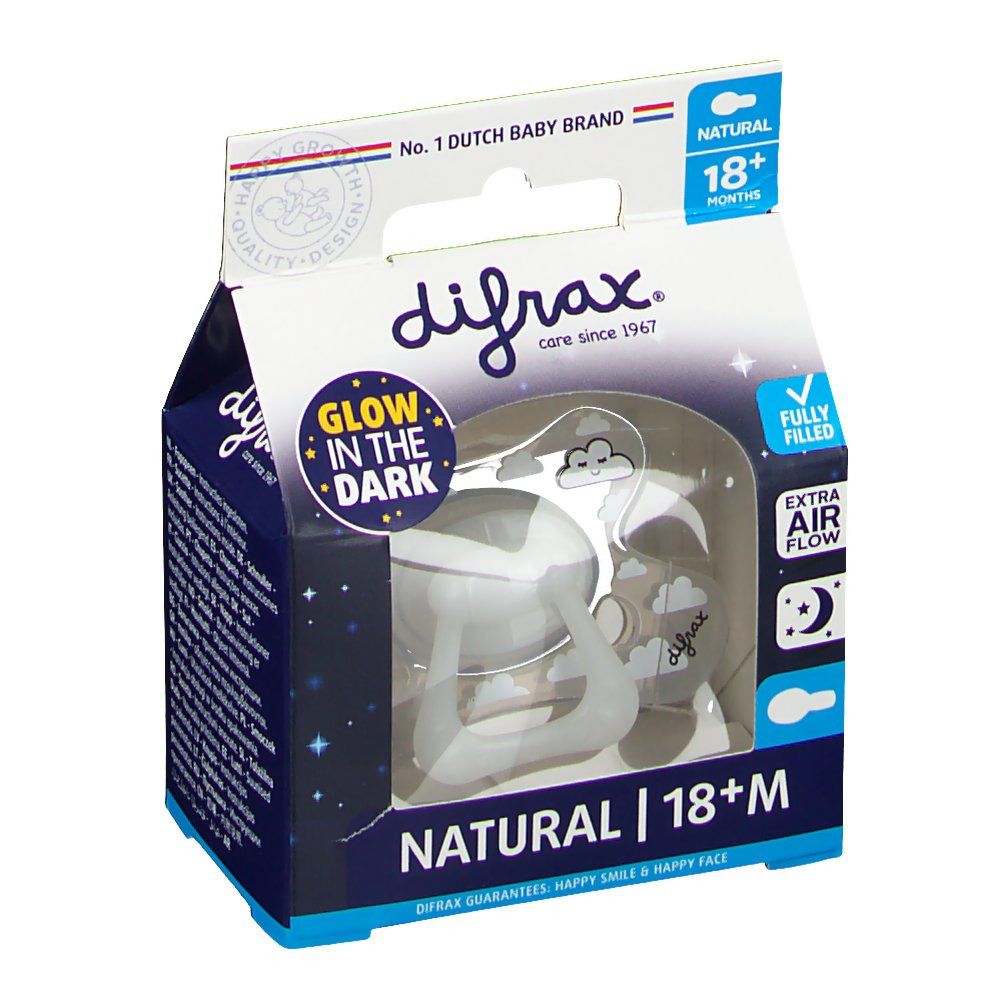 difrax® Schnuller - Natural - Glow in the Dark +18 Monate