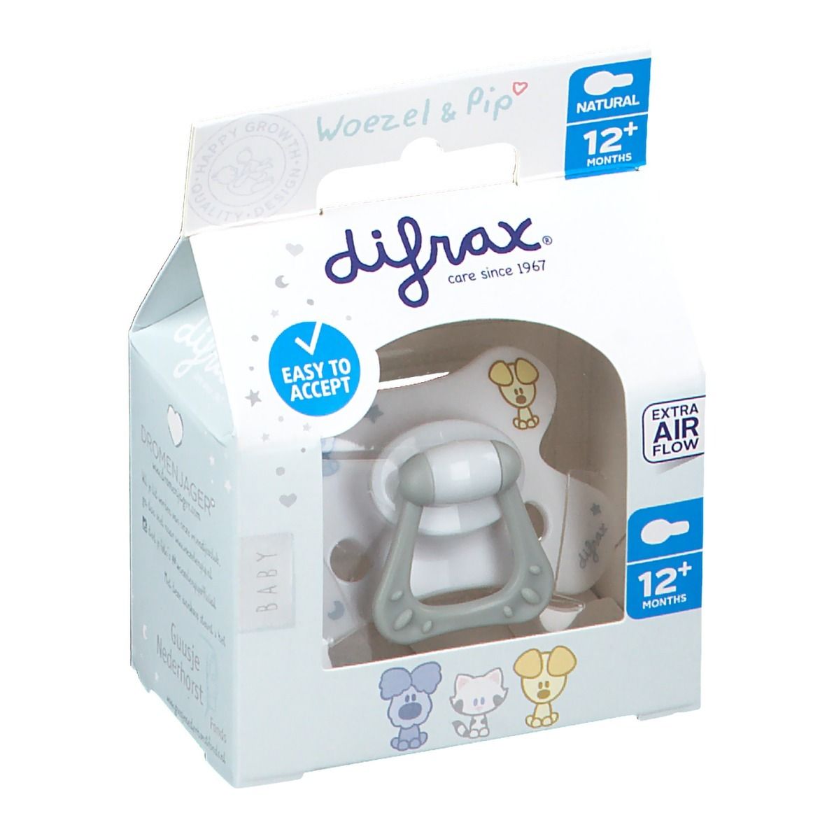 Difrax® Schnuller Natural Woezel & Pip 12 Monate+