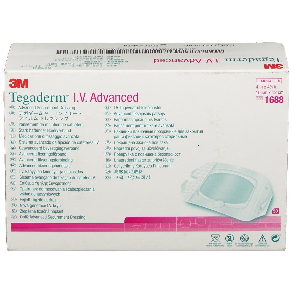 Image of 3M Tegaderm™ I.V. Advanced stark haftender Fixierverband 10 x 12 cm
