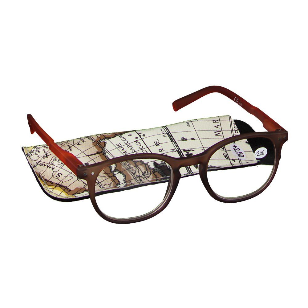 Pharma Glasses Lesebrille braun-orange + 2.50