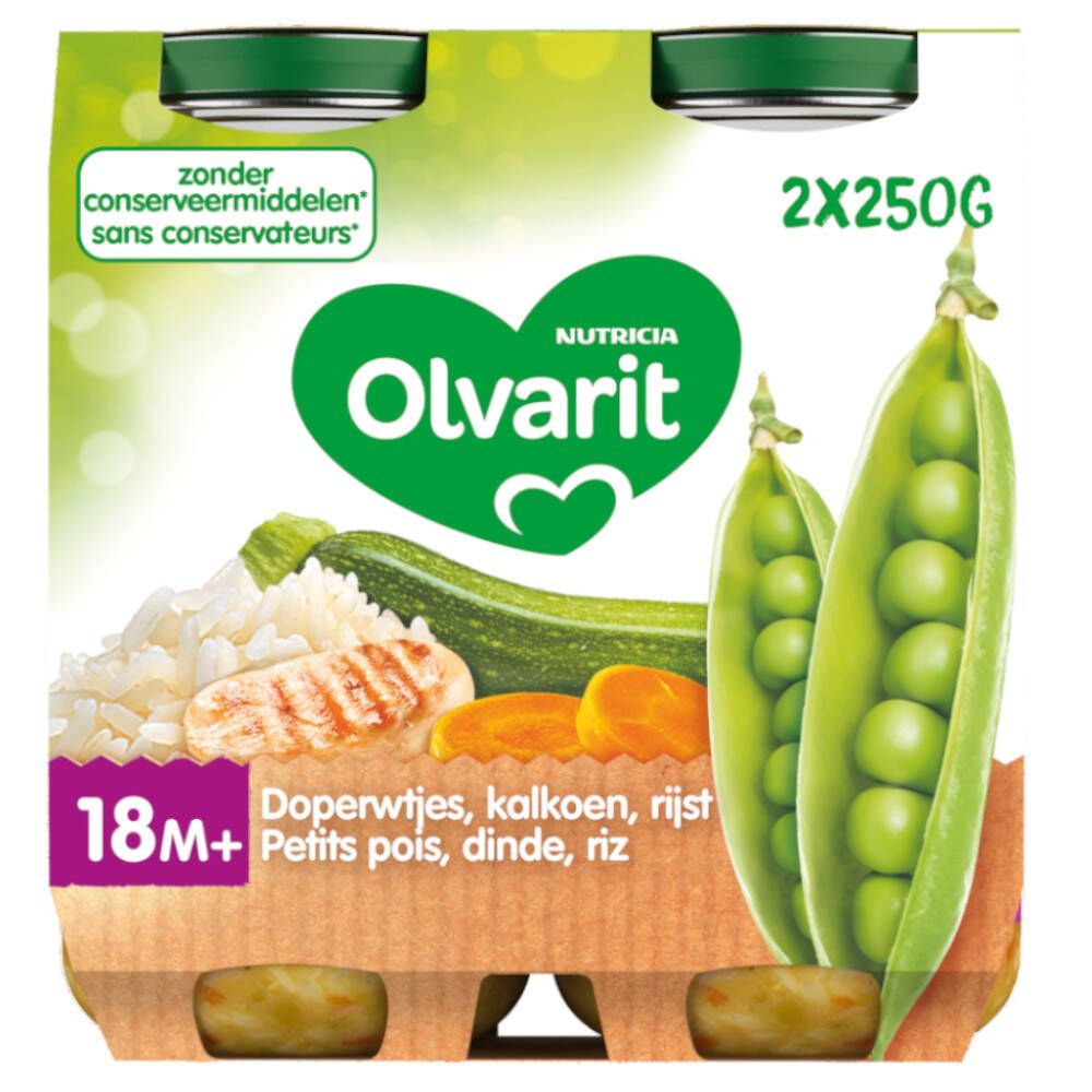 NUTRICIA Olvarit Grüne Erbsen, Truthahn und Reis 18+ Monate