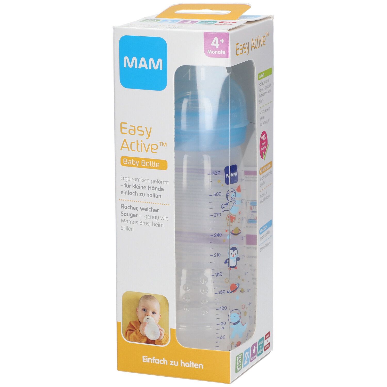 MAM Easy Active™ Baby Bottle Pattern 330 ml Babyflasche ab 4 Monate