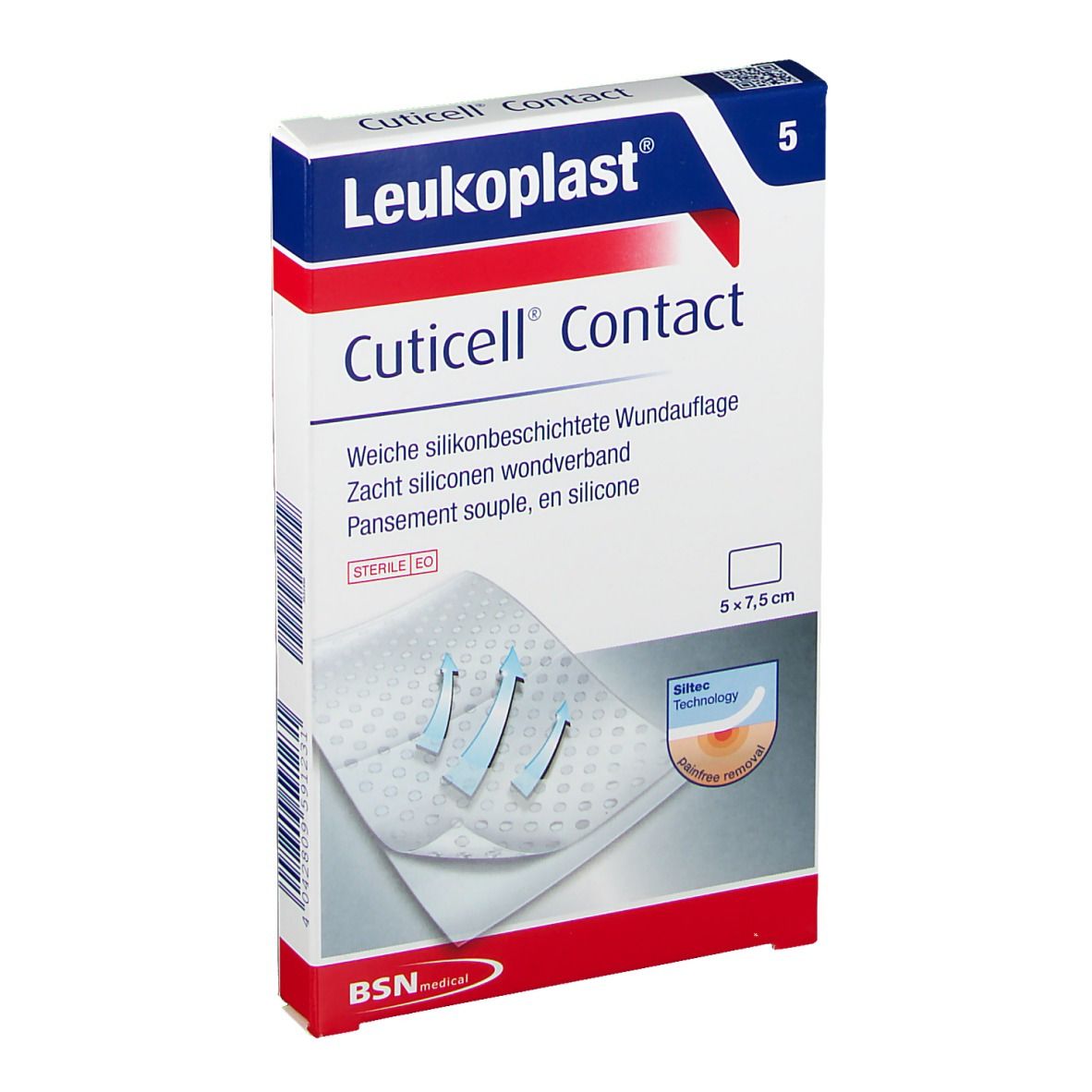 Leukoplast® Cuticell® Contact weiche silikonbeschichtete Wundauflage 5 x 7,5 cm