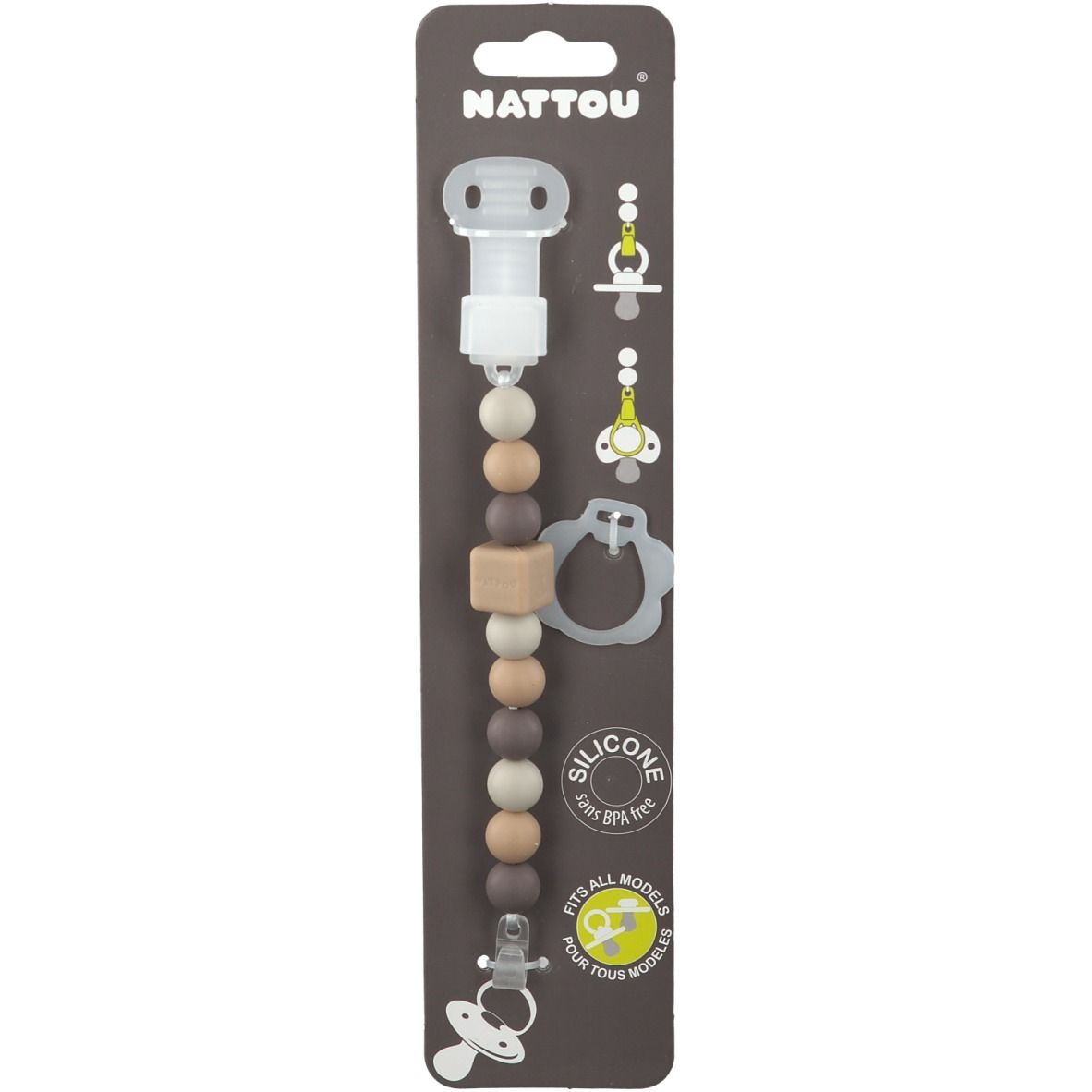 Nattou® Lapidou Attache-sucette Gris