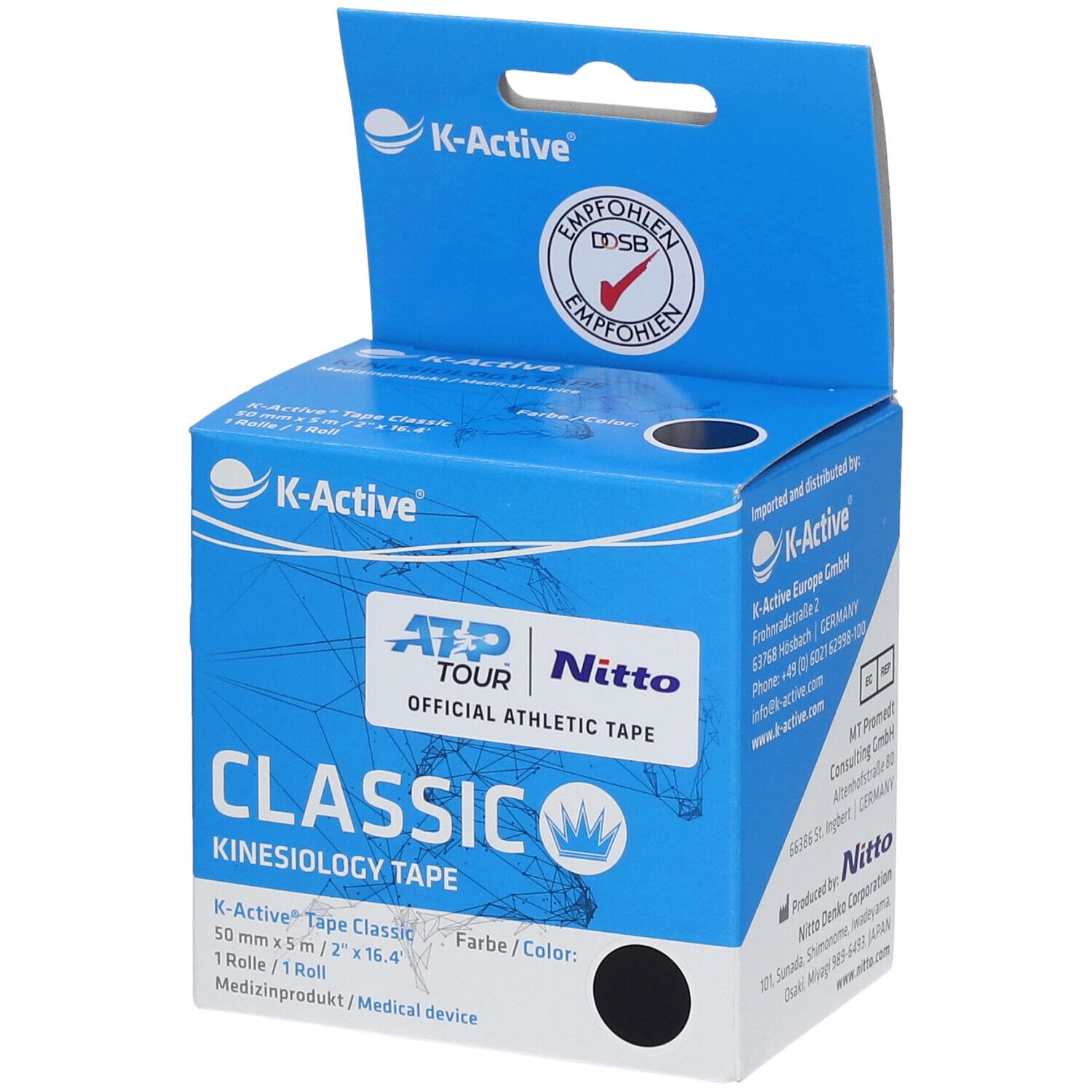 K-Active® Tape Kinesiologie 5 cm x 5 m schwarz