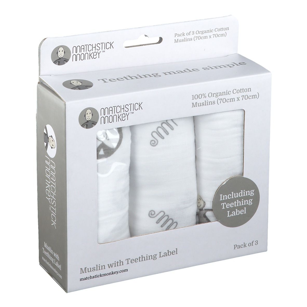 Matchstick Monkey Lange en Mousseline de Coton Gris