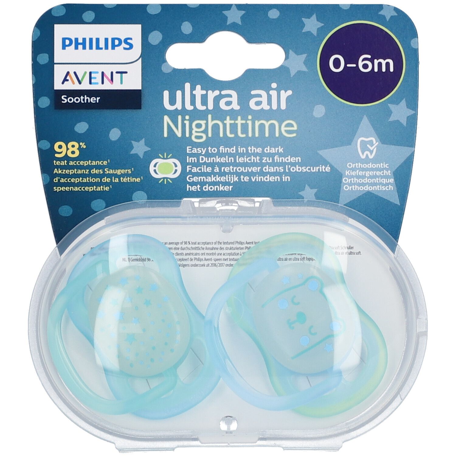 Avent Sucette Ultra Air Night Boy 0-6 Mois (Couleur non sélectionnable)