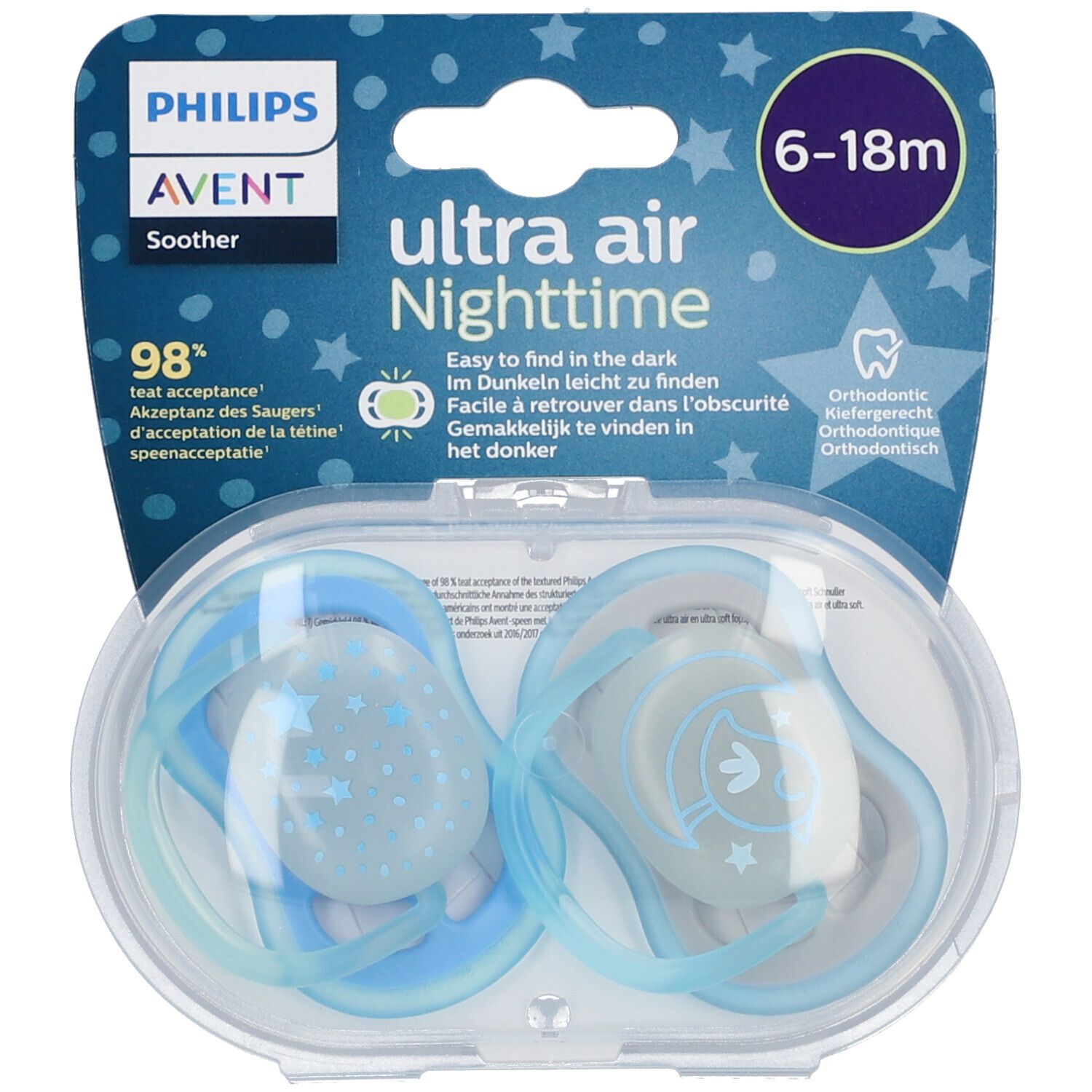 Avent Sucette Ultra Air Night Boy 6-18 Mois (Couleur non sélectionnable)