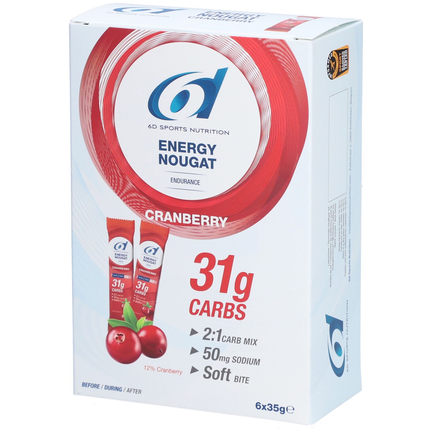 6D SPORTS NUTRITION Energy Nougat Cranberry