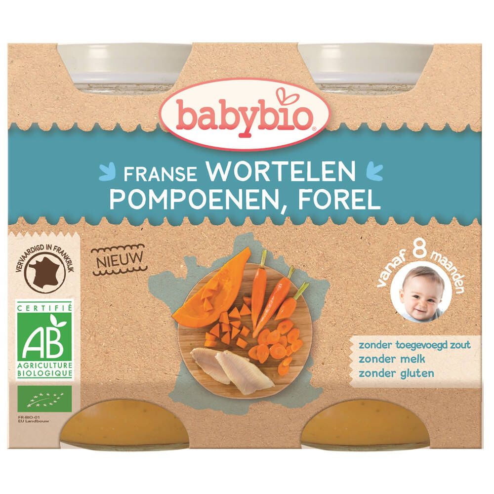 Image of babybio® Karotte, Kürbis & Forelle 8 Monate