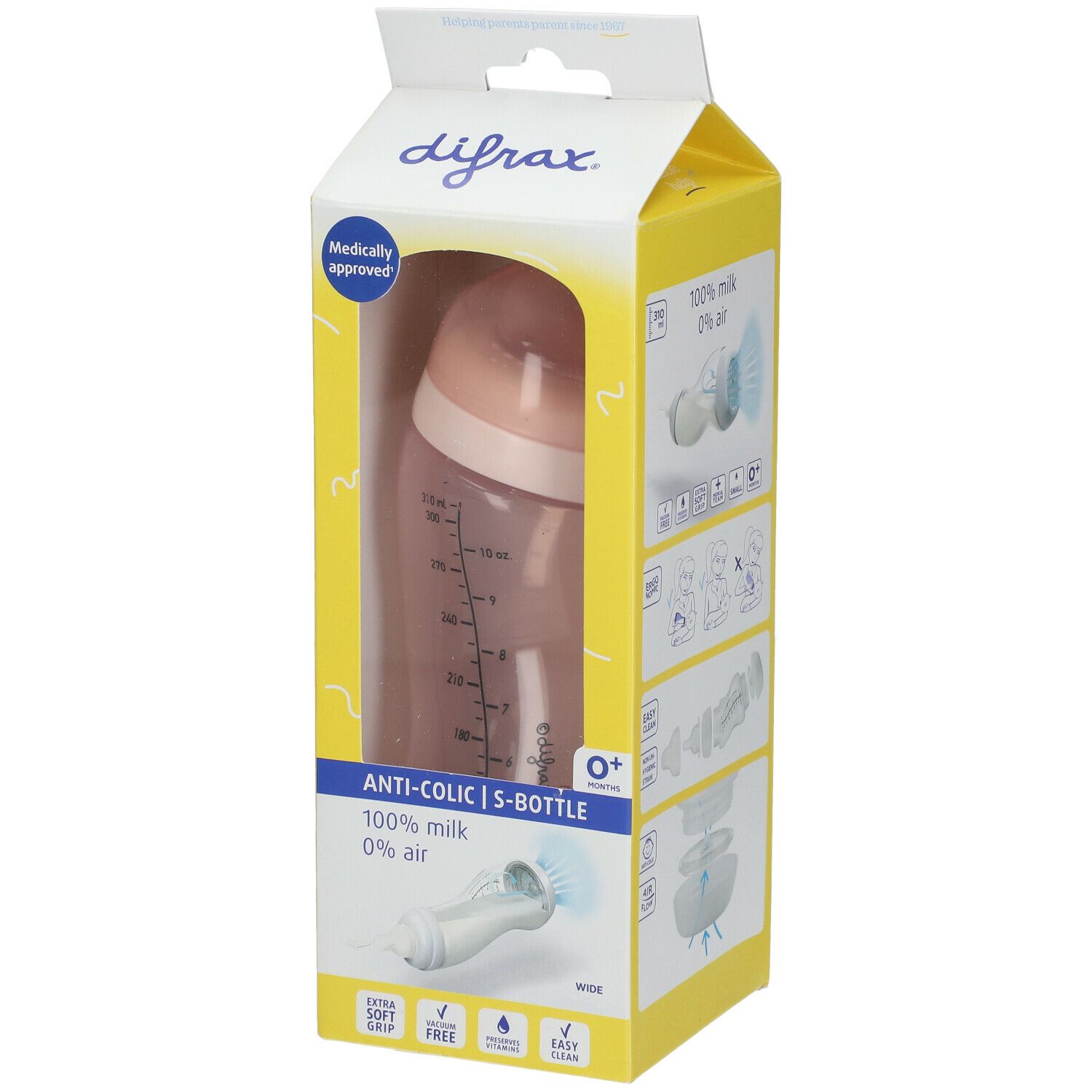 Image of difrax® Anti-Kolik Babyflasche S Wide - Blossom 310 ml