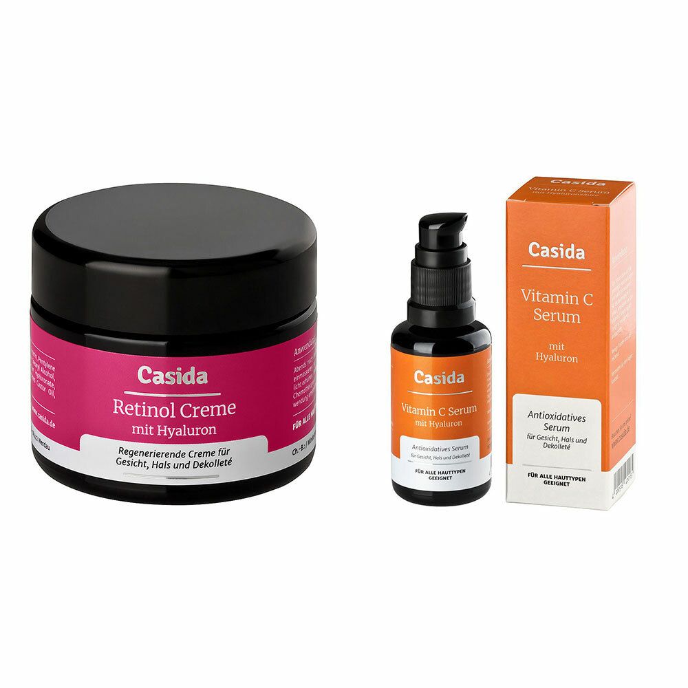 Image of Casida® Vitamin C Serum mit Hyaluron + Retinol Creme mit Hyaluron