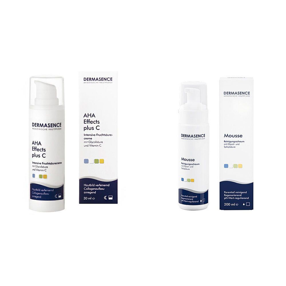DERMASENCE Mousse Reinigungsschaum + AHA Effects + C Pflegecreme