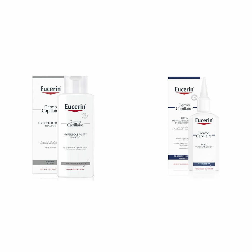 Image of Eucerin® DermoCapillaire Kopfberuhigendes Urea Intensiv-Tonikum + Eucerin® DermoCapillaire Hypotolerant Shampoo