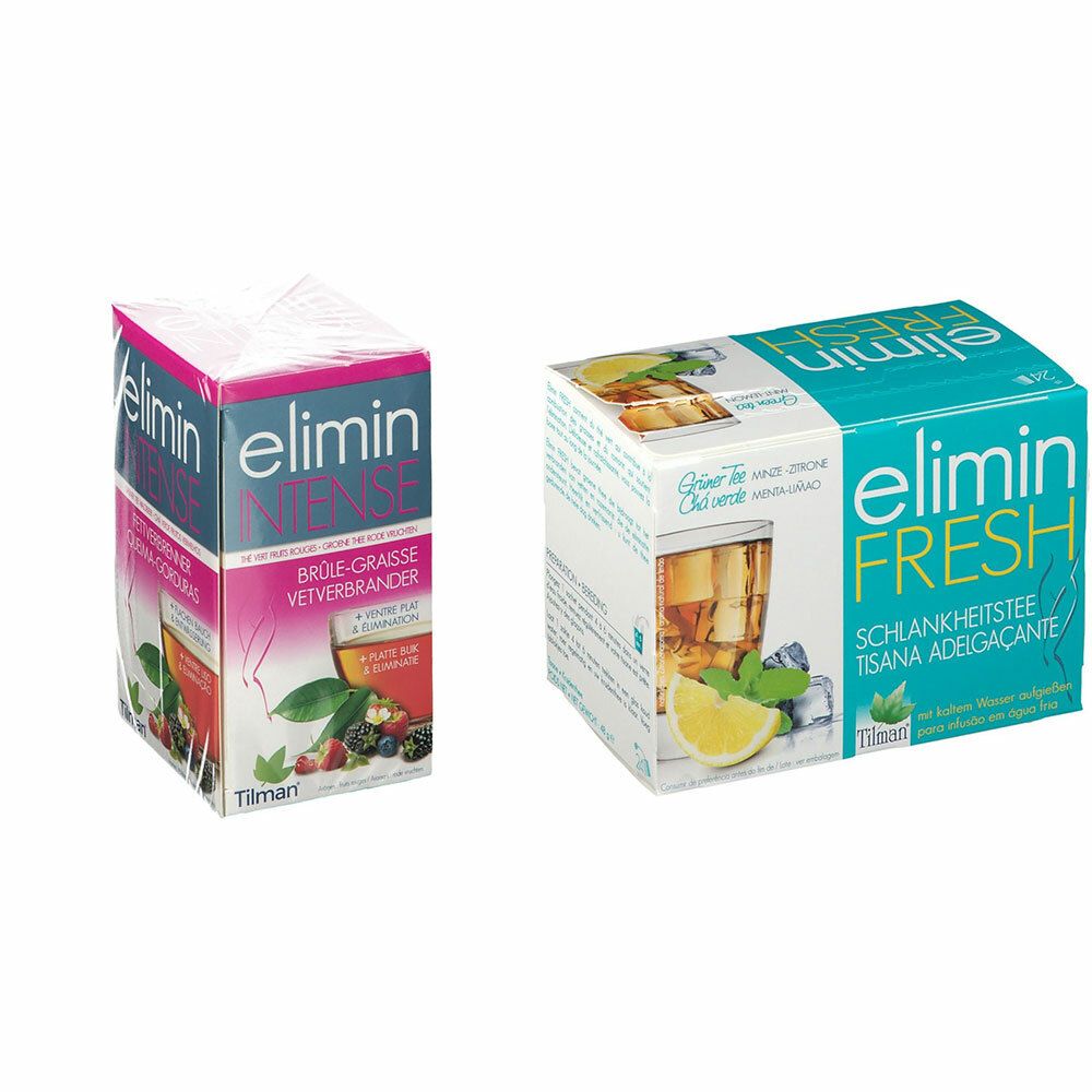 Image of Tilman® elimin fresh Abnehmtee Minze-Zitrone + elemin Intense Fettverbrenner Grüner Tee Waldbeere