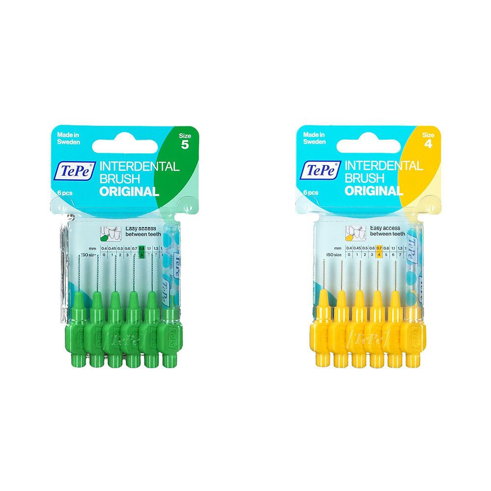 TePe Interdentalbürsten 0,7 mm gelb + 0,8 mm grün