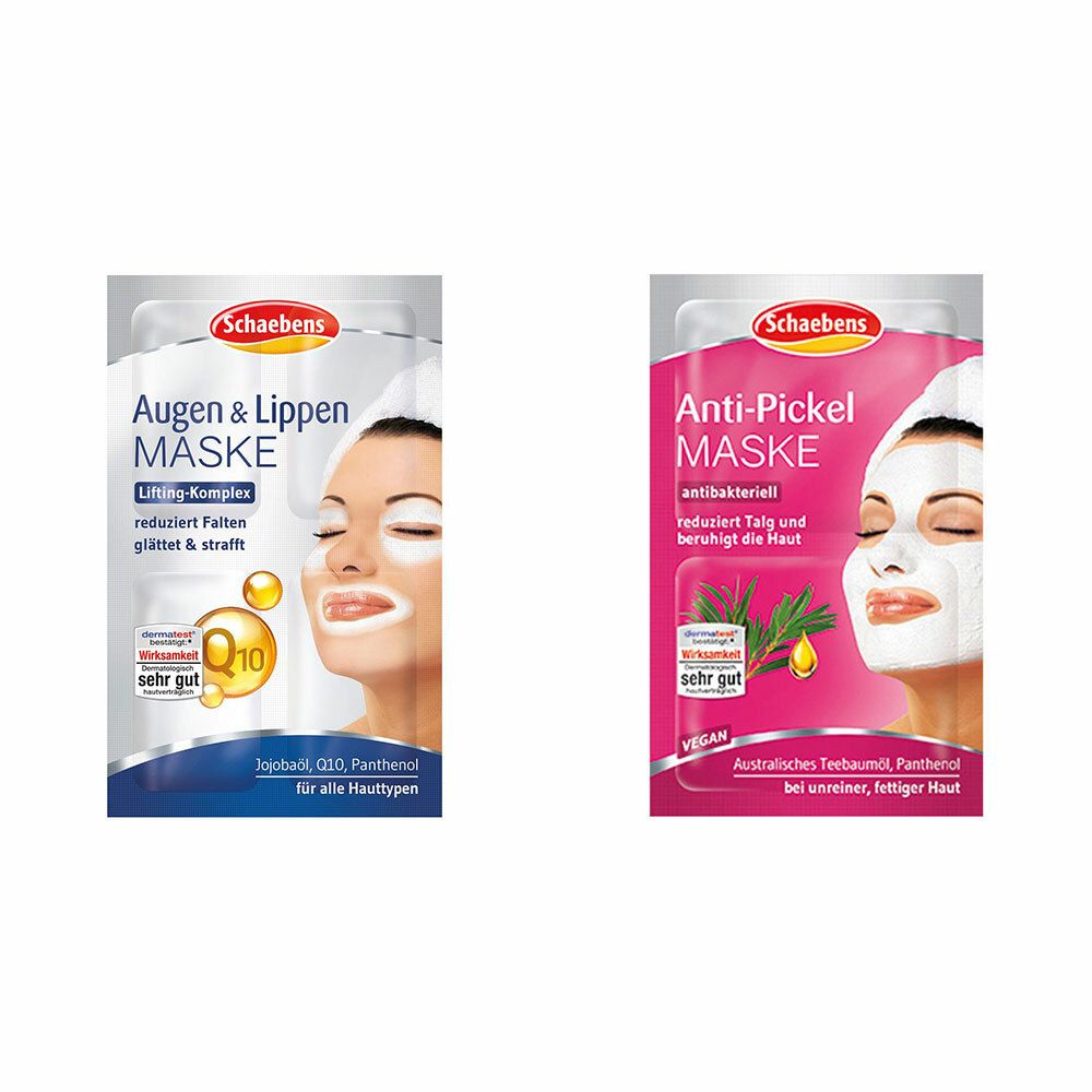 Image of Schaebens Augen & Lippen Maske + Schaebens Anti-Pickel Maske antibakteriell