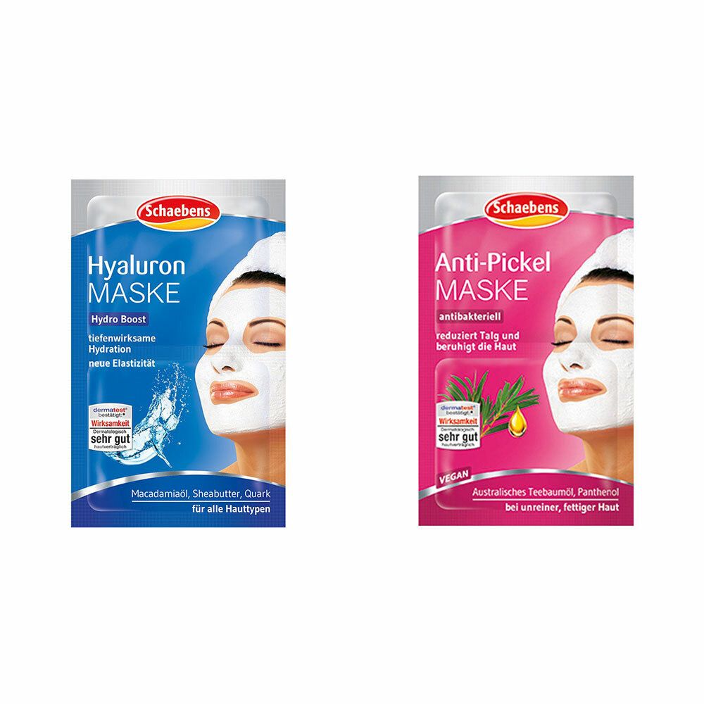 Image of Schaebens Hyaluron Maske + Schaebens Anti-Pickel Maske antibakteriell