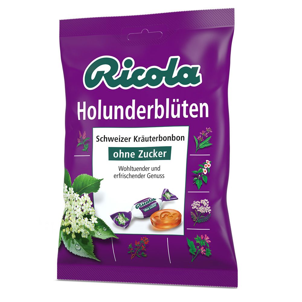 Image of Ricola® Schweizer Kräuterbonbons Holunderblüten ohne Zucker