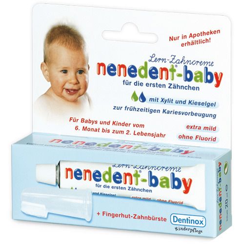 Image of nenedent®-baby Zahnpflege-Lernset mit Fingerhut-Zahnbürste